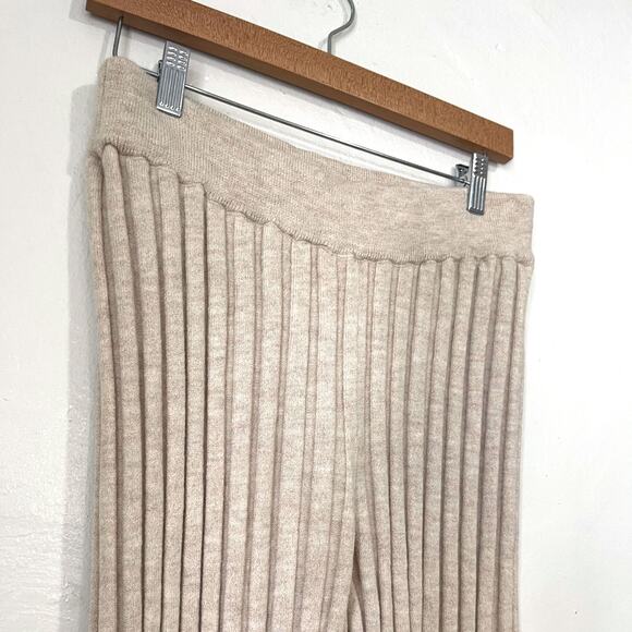 ANINE BING Val Wool Ribbed Knit Flared Pull On Pant in Cream Size M - Picture 6 of 12